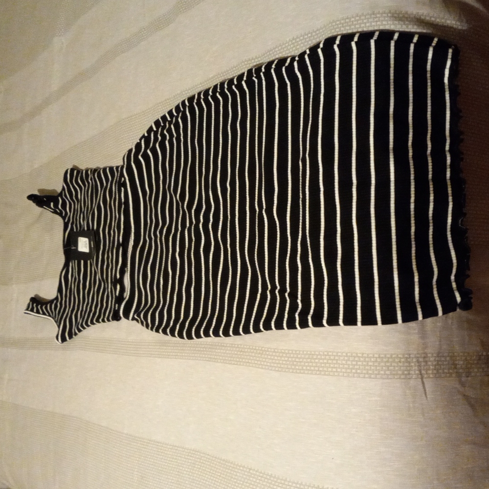 Fashion Nova Sierra striped midi skirt set,black/white,size M